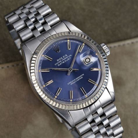 rolex datejust 1601 blue dial for sale